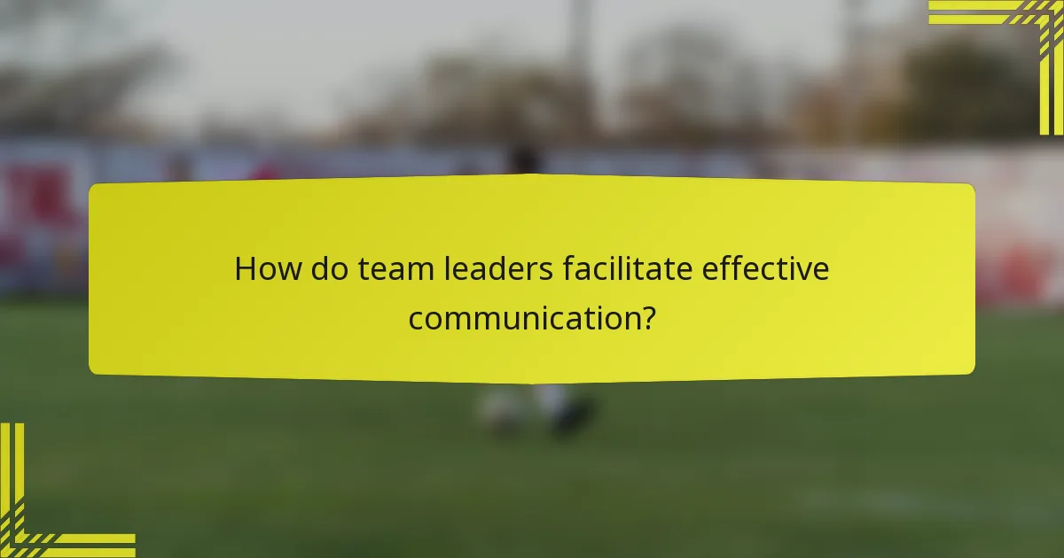 How do team leaders facilitate effective communication?