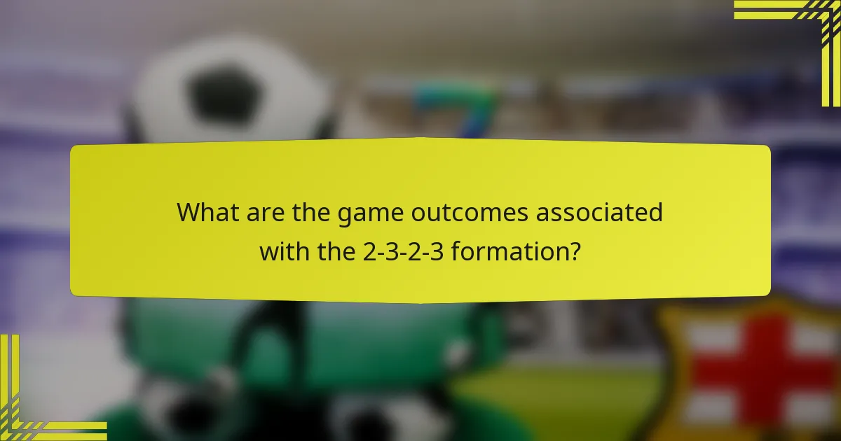What are the game outcomes associated with the 2-3-2-3 formation?